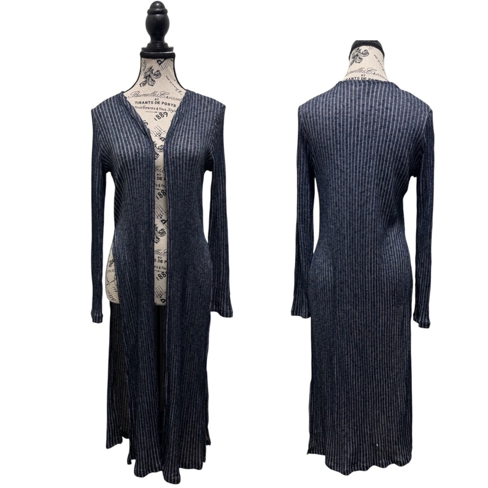 Rock & Republic Dark Gray Ribbed Open Cardigan